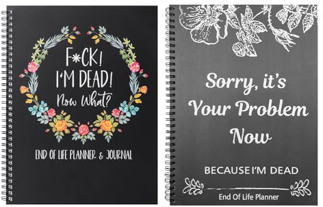 Bafeil 2 PCS End of Life Planner UK, Sorry Its Your Problem Now Because Im Dead Now What Book Guided, Last Wishes, Funeral Planner Death Book Organiser