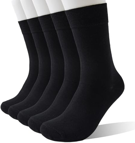 Wamicu Chaussettes Homme 43-46, 5 Paires Fines Mi-mollet Respirantes Chaussettes en Coton Peigné, Convient aux entreprises, aux bureaux et aux loisirs