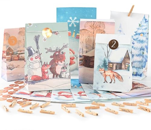 Advent Calendar Bags for Filling, Paper Bags for DIY Crafts