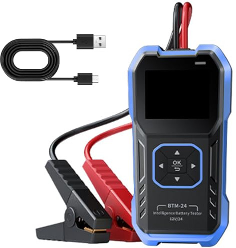 Multiple Automotive Battery Load Tester 2.4Inch Display Real Time Voltages Analysis for Car Truck Motorcycle Maintenance Vehicle Battery Health Monitor