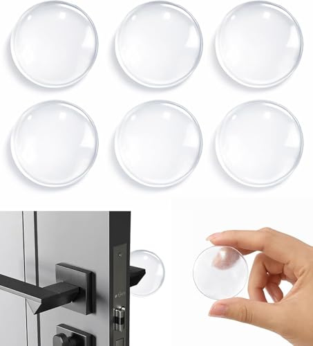 6pcs Door Stopper, Transparent Circular Silicone Door Handle Protector