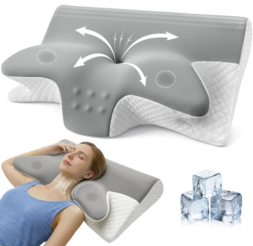 Honfay Almohada ergonómica para el Cuello, 2 en 1 de Espuma viscoelástica