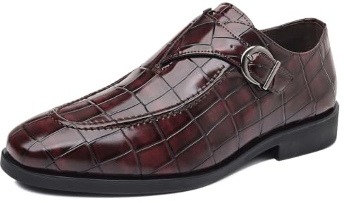 JHYUUKAU Zapatos de Vestir Hombre Hebilla Tipo Monkstrap Efecto Cocodrilo
