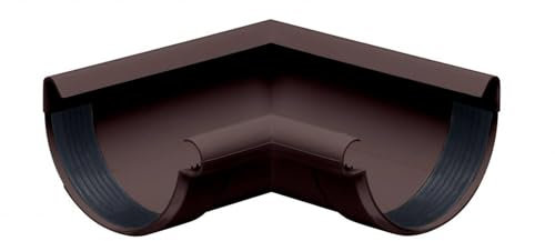 INEFA Rinnenwinkel 90 Grad halbrund Innenwinkel, PVC NW100 / 100mm Dunkelbraun Wulst innen, Verbindungsstück Dachrinnenzubehör, einfache Montage
