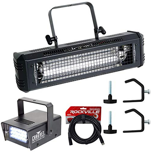 American DJ Mega Flash DMX 800W Compact Strobe Light+Mini Strobe+2 Clamps+Cable