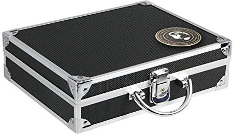 SAFE Albums Premium Black Aluminium Coin Case with 6 Dark Blue Velour Trays for Over 240 Coins Different Sized Coins