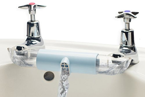 Adaptor for Sinks with Separate TAPS, for Mixing hot and Cold Water in Kitchen & Bathroom. This Connector Helps Save Water (Blue)