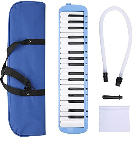 Melodica-Tastatur mit 37 Tasten, Melodica-Blasrohr-Kit für Professionelles Anfängertraining (Blau) Mundharmonika