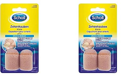Scholl Zehenhaube klein - Schutz für die Zehen - mit extraweichem Schaumstoff - hilft bei schmerzhaften Zehen, Zehennägeln und Hühneraugen - beugt Druckstellen vor - 2 Stück (Packung mit 2)