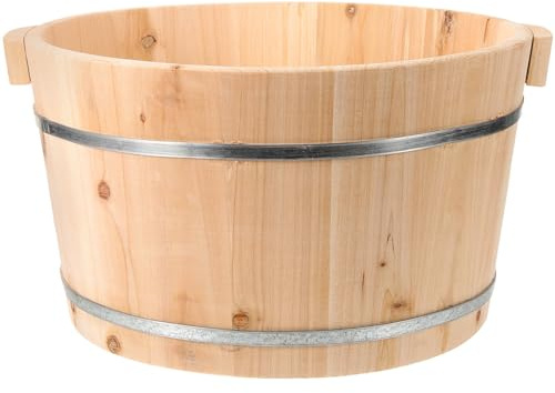 minkissy Foot Baths Wood Foot Tub, Wooden Basin Sauna Bathtub Bucket Spa Massager Bucket Pedicure Soak Barrel to Relieve Feet Stress for Home Office Use