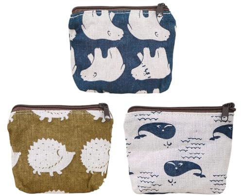 3Pcs Mini Coin Purse, Portable Travel Wallet, Cartoon Fabric Wallet, Children's Wallet, Cute Coin Bag