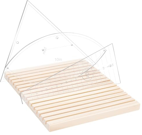PH PandaHall 16-Slot Ruler Organizer Ruler Storage Rack Wooden Ruler Holder for Quilting Rulers 4mm Grid Ruler Rack Organizer Home Office Desk Stand 22.2x25.8cm