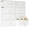 MUTUN Kommode für Schlafzimmer, hohe Lagerung Tower Standing Organizer mit 10 Stoff Schubladen, stabilem Metallrahmen, Veranstalter Einheit für Wohnzimmer Flur Schrank, 100 x 30 x 98 cm, weiß