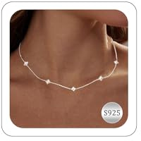 Aidenn Halskette Damen Gold mit Cubic Zirkonia Blumen 925 Silber Kette für Mädchen,Goldene/Silver Stapelbare Halskette Handmade Schmuck Geschenk