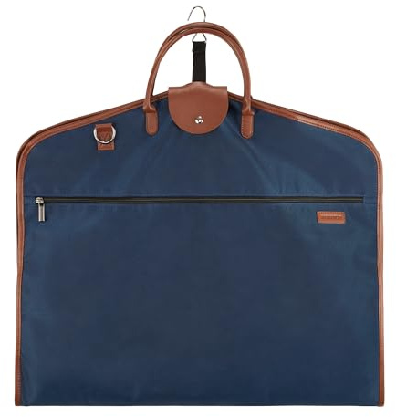Travel Suit Carrier Bag (Light) for 1-2 Suits 40 - Elegant Business Suit Cover with Shoulder Strap - Garment Bags for Men and Women - Breathable, Foldable, Clothes Without Creases - Niles Brown-Blue