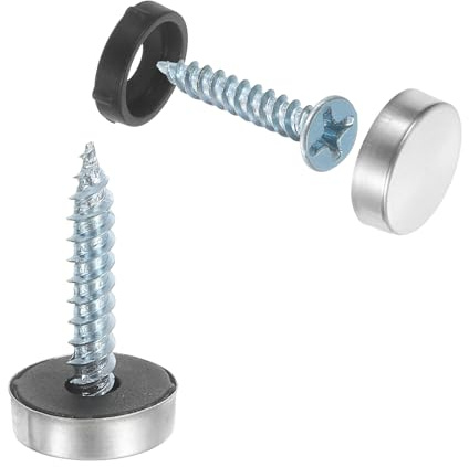 sourcing map 12pcs Screw Covers Caps, 12mm Dia Stainless Steel Mirror Screws Decorative Cover Caps Nails Flat Gasket Mirror Screw Fasteners for Sign Advertising Hardware Construction, Silver