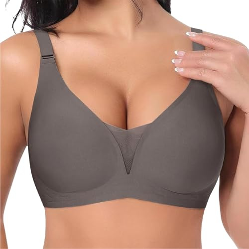 GWAWG Soutien Gorge Allaitement sans Armature Dentelle Brassière Grossesse sans Couture Confort avec Clips Nuit Sommeil (FR/ES, Alpha/Lettres, Grand, Taille Normale, Taille Normale, Marron)