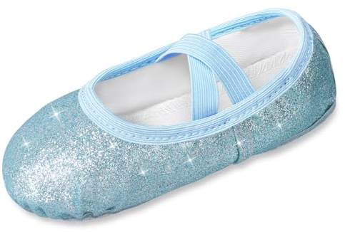 Comfyouth Chaussures de Ballet Fille, Chaussons de Ballet Enfants, Chaussures de Ballerine Enfants, Glitzer, Semelle Divisée, Chaussures de Ballet, Chaussures de Danse Sans Cravate pour Gymnastique