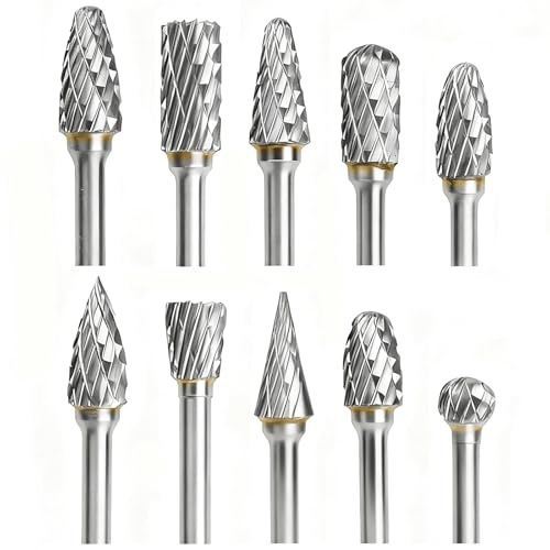 Juego De 10 Fresas De Carburo, Fresas Rotativas De Carburo, Fresas Con Vástago De 1/8 Para Fresas De Extremo, Brocas De Escofina, Accesorios De Lima, Metal, Madera, Piedra, Acero, Amolado