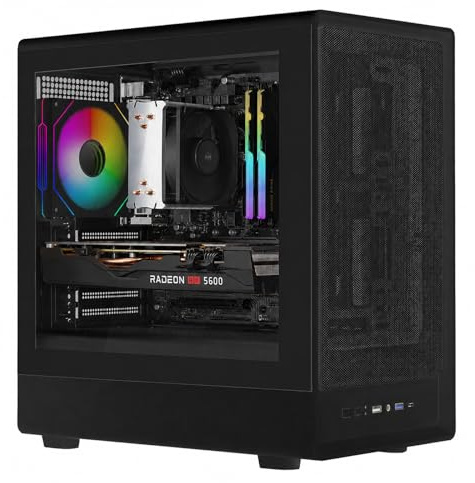 Noua Nexus PK200, Case Gaming MicroATX Kompakt, ARGB PWM-fläkt, Micro Tower med USB 3.0, Framsida i härdat glas, svart