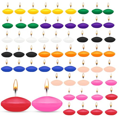 HA BIN 60 Stücke Schwimmkerzen, 3.8 cm, Schmücken Schwimmkerzen, für Hochzeiten, romantische Nächte, Junggesellinnenabschiede, Dekorationen (10 Farben)
