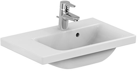 Ideal Standard Waschbecken anschließen Platz E1325MA, Ablage Links, 1 Wasserhahn Loch 600 x 380 x 175 mm, weiß mit Ideal Plus