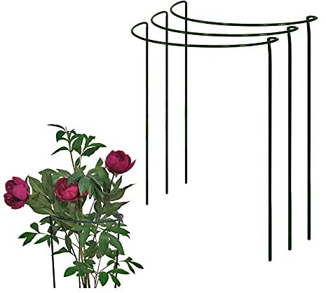 Bow Plant Supports for Peonies, Hydrangea, Roses, etc - Strong Metal Garden Supports - Interlinking to make rows, circles, cloverleaves, etc (Pack of 3 - Tall (92cm high x 30cm wide))