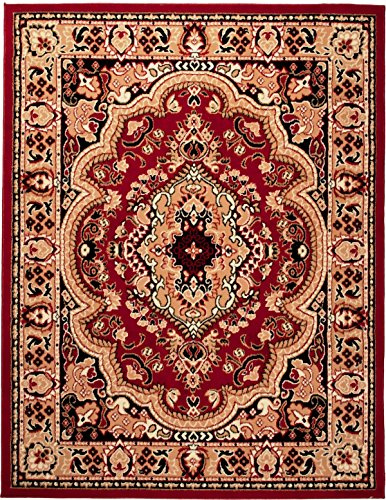 Carpeto Rugs Alfombra Oriental de Diseño Floral de Salón Grande de Pelo Corto - Alfombras de Habitación de Matrimonio, Comedor y Dormitorio - Alfombras Salón - Rojo - 180 x 250 cm