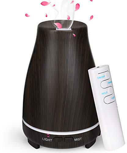 Diffusore di Oli Essenziali 150ml, GeeRic Mini Diffusore Aromaterapia Umidificatore Ultrasuoni Umidificatore 7 Colori LED Diffusori di Aroma Silenzioso per Yoga Regalo,Marrone Scuro