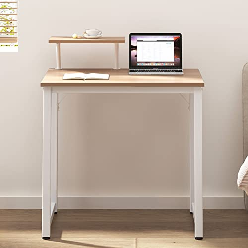 sogesfurniture Kompakt Schreibtisch Computertisch Büromöbel PC Tisch, klein Esstisch Arbeitstisch Bürotisch für PC und Laptop, aus Holz und Metall, 80x40x75cm, Weiß Ahorn