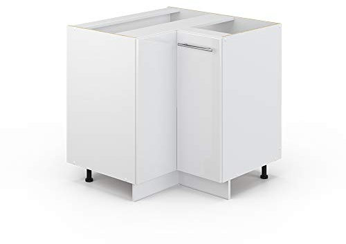Vicco Eckunterschrank Fame-Line, Weiß Hochglanz/Weiß, 80.5 cm ohne Arbeitsplatte