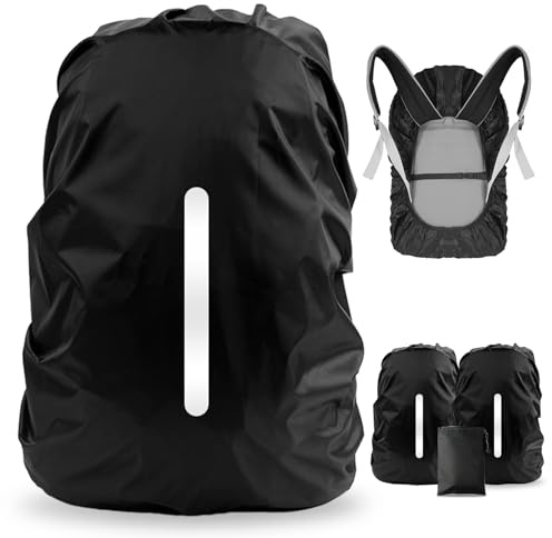 LAMA Parapioggia per Zaino, 2 Pacchi Impermeabile Outdoor Zaino Parapioggia Reflective Copri Zaino per Pioggia/Anti Polvere/Antifurto/Bicycling/Escursionismo/Outdoor attività XL 56L-70L Nero