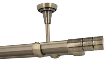 HDTL Gardinenstange Vorhangstange 25/19mm 2-läufig Deckenmontage Messing Antik 400 cm Gaja