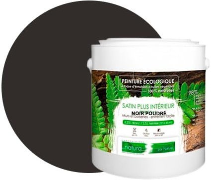 Natura Natura - Pintura de pared natural ecológica con aspecto satinado interior, 2,5 L, 33 m², color negro