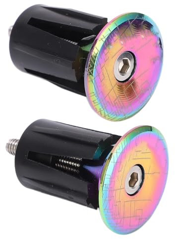 2 STÜCKE Mountainbike Lenkerendkappe, 1,5x0,9 Zoll Fahrrad Lenker Endstopfen plattierte bunte Aluminiumlegierungs Fahrrad Lenkerendstopfen Lenker Endkappen Bar End Plugs für 15,9–21,4mm Rennrad Griff