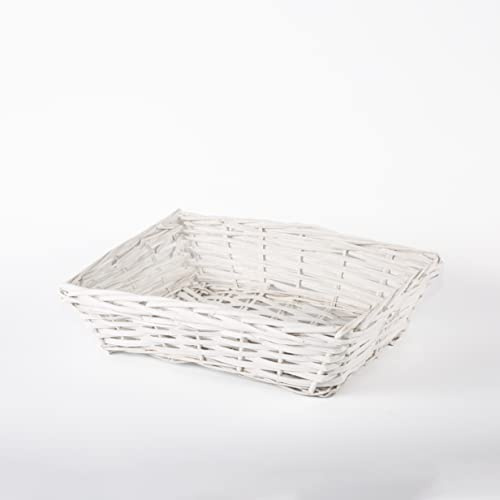 10 X Natural Wicker Hamper Basket Wicker Trays Gift Basket Retail Display Tray Christmas Hampers (White, Small)