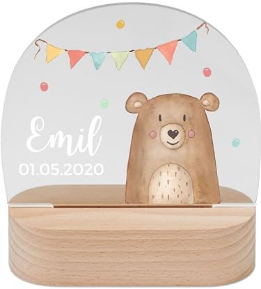 wunderwunsch - Personalisiertes Nachtlicht für Babys - Individuelle Nachttischlampe für Kinder - Personalisierte Geschenke Kinder - Babygeschenk - Geschenk zur Geburt