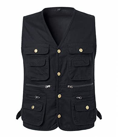 Btmpmcs Herren Outdoor Weste Ärmellose Anglerweste mit Vielen Taschen Baumwolle Freizeit Jagd Weste Camping Wander Weste Jacke Reporterwesten Herren Multifunktionsweste