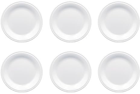 6 piatti in melamina Italiana di alta qualità - Ideali per dolci o frutta, design classico di colore bianco, perfetti per mense scolastiche,catering, camping, RSA, barche, seconde case