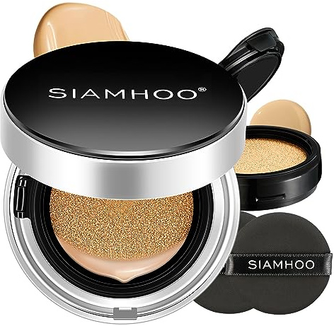 SIAMHOO Air Cushion CC cream SPF50+ fondotinta coprente professionale Leggera di lunga durata Fondotinta Idratante Controllo dell'olio per tutti i tipi di pelle, Ricarica Inclusa, 15g*2 (Naturale)