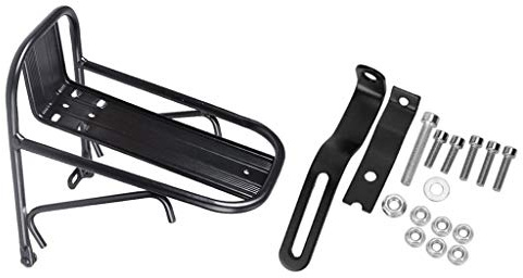 Fonowx Porte-Bagages Avant en Alliage Aluminium à Vélo, Support Rangement de Charge 15 kg pour Vélo de Route, VTT, Bicyclette, 23 cm x 14,5 cm, Noir