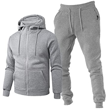 TONY BACKER Tuta Uomo In Cotone Sportiva Con Chiusura Zip Completo Tuta In Casa (IT, Testo, S, Regular, Regular, GRIGIO-63)