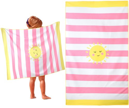 HunnmingRe Kids Beach Towels for Christmas Girls Boys 50 x 30 in, Pink Sun