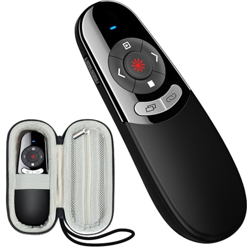 Presentador USB C con bolsillo, puntero inalámbrico de 2,4 GHz para presentaciones, mando a distancia a través de tipo C y receptor USB, mando a distancia PowerPoint para Windows
