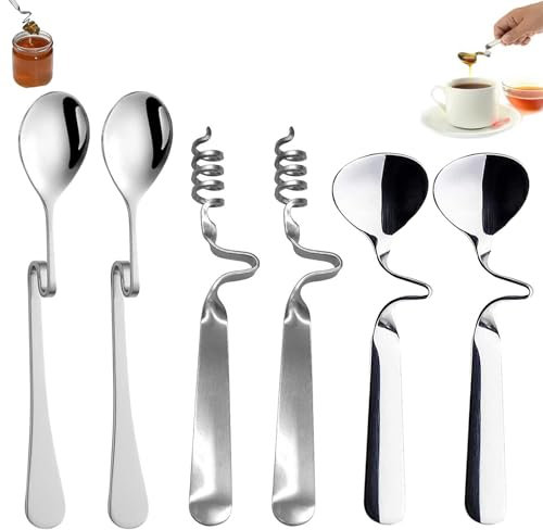 Cucchiai di Marmellata, 6 pezzi Cucchiaini da Miele, Con Manico Curvo, Riutilizzabile Cucchiai di Miele in Acciaio Inossidabile, Cucchiaio da Long Drink Piegato,Per Marmellata, Yogurt, Miele, Sciroppo