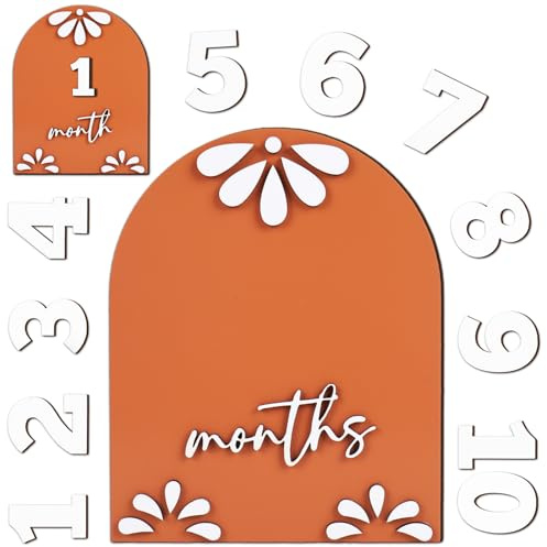 JarThenaAMCS 12Pcs Cielito Lindo Baby Monthly Milestone Sign Mexican Wooden 3D Milestone Cards Baby Announcement Sign for Newborn Photography Props Gift Set
