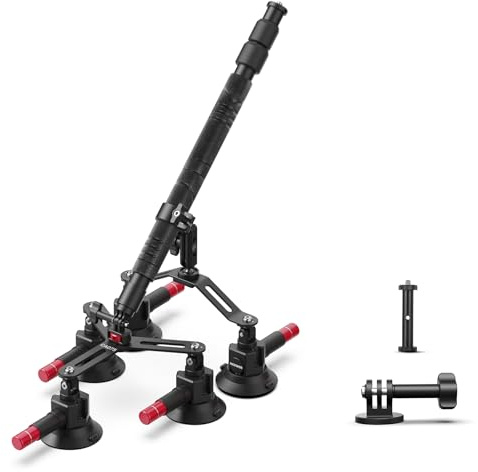 NEEWER 5-i-1 bilmonteringssats för sugpropp kompatibel med Insta 360 X5 X4 X3 Insta360 X2 GoPro Max DJI OSMO 360 actionkameratillbehör, snabbfrigörande med osynlig selfiepinne för vindruta, CA075