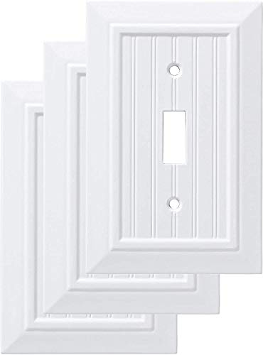 Franklin Brass Classic Beadboard (3-Pack) Decorative Light Switch Cover Wall Plate Pure White 1-Gang Wall Plate Switch/Toggle Plate Guards Electrical Outlet Covers W35265V-PW-C