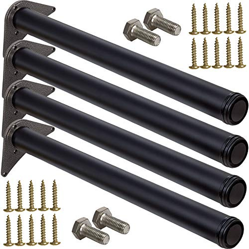 Stahlia 4 x Tischfuß Ø60 mm SCHWARZ MATT Tischbeine Möbelfuß |Höhe 560 mm|höhenverstellbar + 30 mm|inkl. Befestigungsmaterial |Tischfuss Verstellfuß Möbel Fuß Füße |