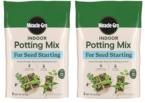 Miracle-Gro Indoor Potting Mix for Seed Starting, For Starting Vegetable, Flower, and Herb Seeds Indoors, Excellent for Cuttings, 8 qt. (2-Pack)